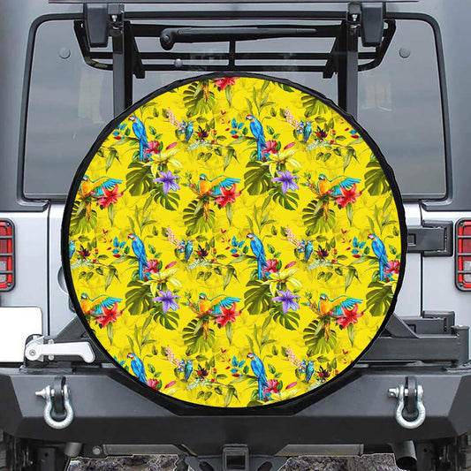 Parrot Tropical Pattern Print Tire Cover