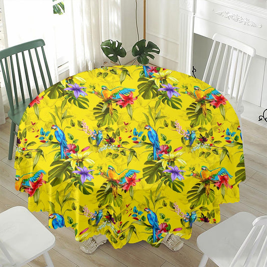 Parrot Tropical Pattern Print Waterproof Round Tablecloth