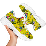 Parrot Tropical Pattern Print White Chunky Shoes