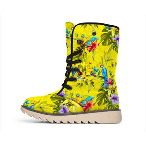 Parrot Tropical Pattern Print Winter Boots