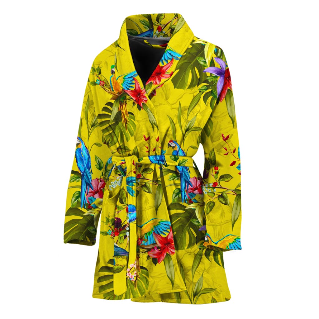 Parrot Tropical Pattern Print Women's Bathrobe