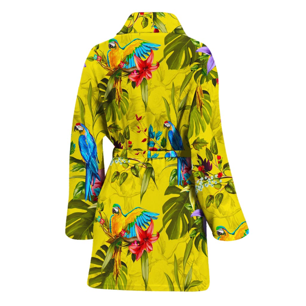 Parrot Tropical Pattern Print Women's Bathrobe