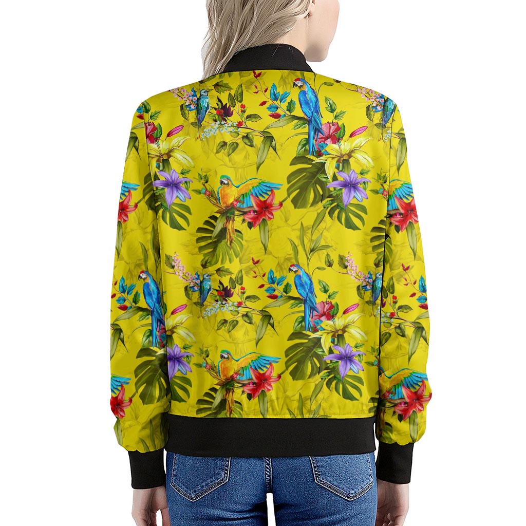 Parrot Tropical Pattern Print Women's Bomber Jacket