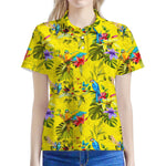 Parrot Tropical Pattern Print Women's Polo Shirt