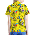 Parrot Tropical Pattern Print Women's Polo Shirt