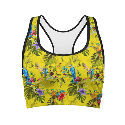 Parrot Tropical Pattern Print Women's Sports Bra