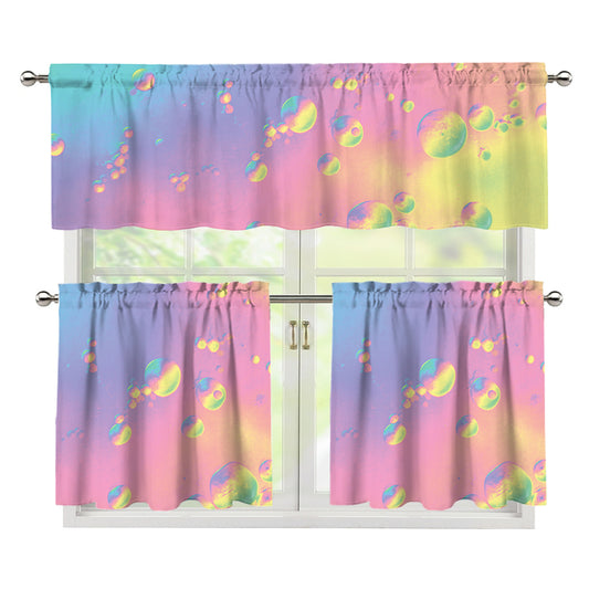 Pastel Acid Melt Print 3 Piece Kitchen Curtains