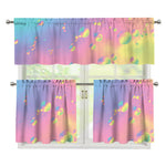 Pastel Acid Melt Print 3 Piece Kitchen Curtains