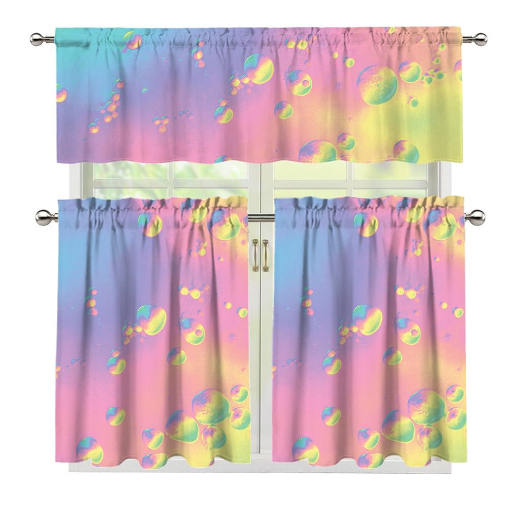 Pastel Acid Melt Print 3 Piece Kitchen Curtains