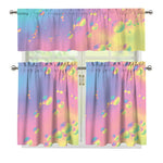 Pastel Acid Melt Print 3 Piece Kitchen Curtains