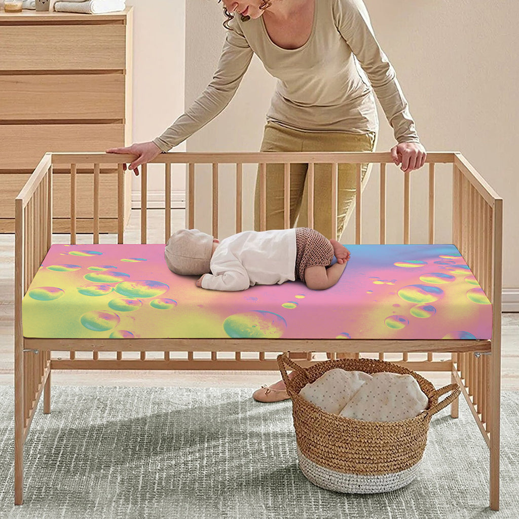 Pastel Acid Melt Print Baby Crib Sheet