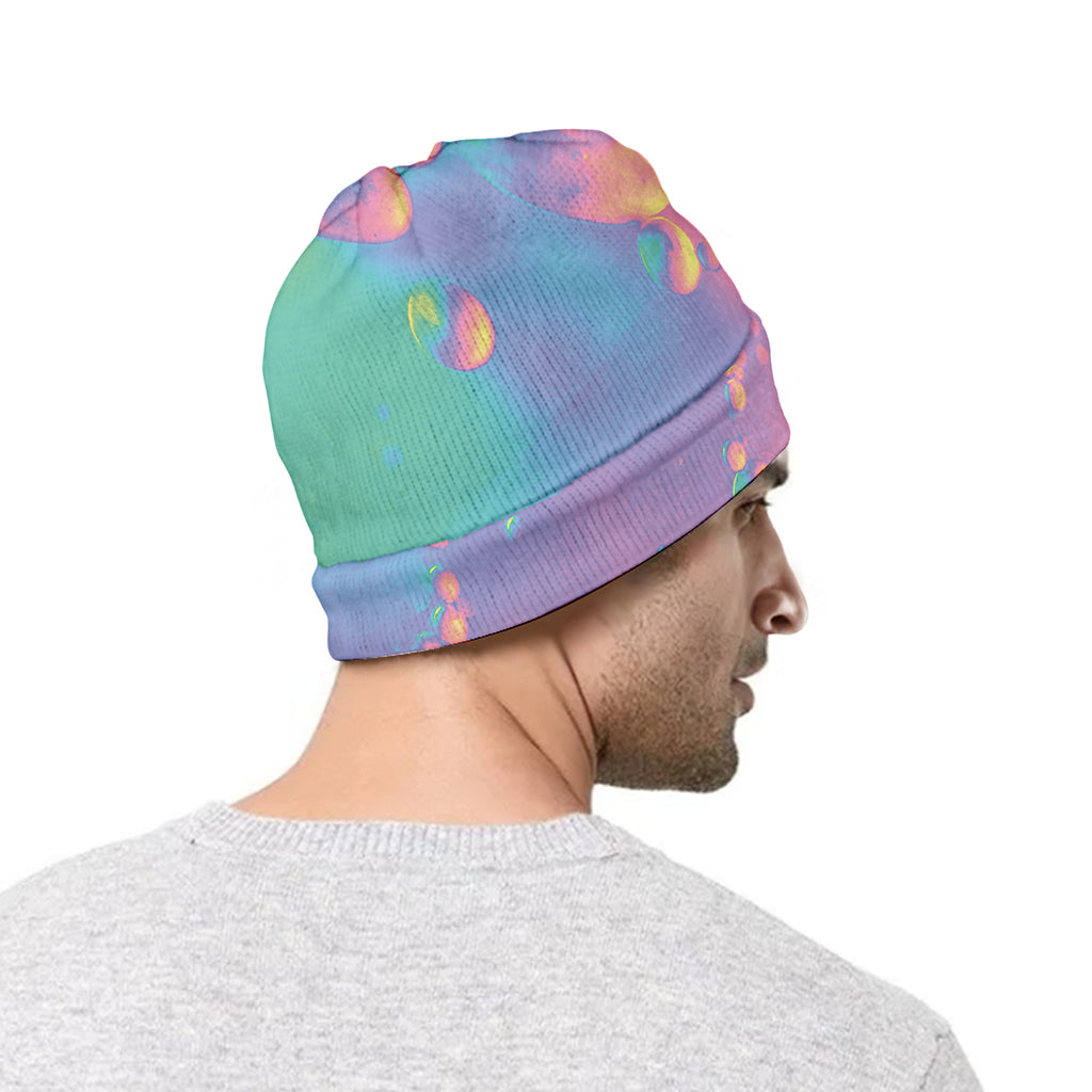 Pastel Acid Melt Print Beanie