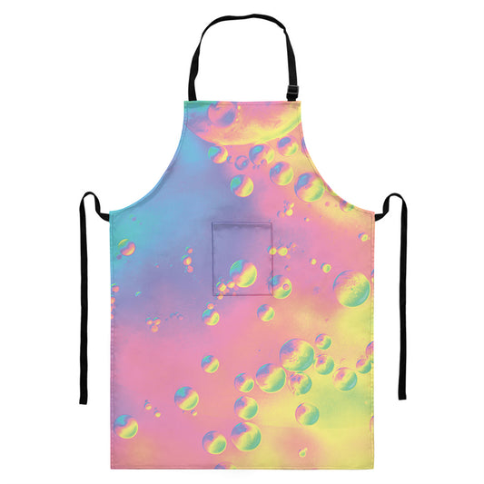 Pastel Acid Melt Print Bib Apron With Pocket