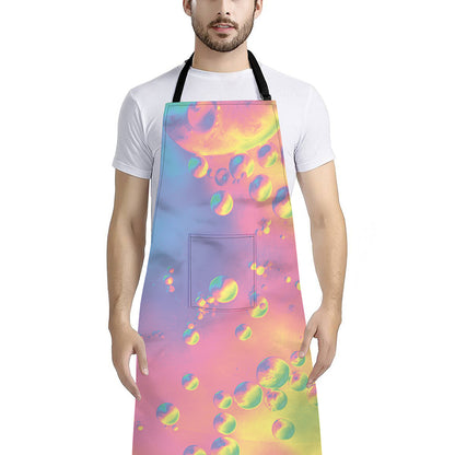 Pastel Acid Melt Print Bib Apron With Pocket