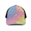 Pastel Acid Melt Print Black Mesh Trucker Cap