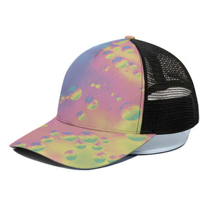 Pastel Acid Melt Print Black Mesh Trucker Cap