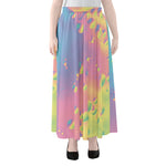 Pastel Acid Melt Print Chiffon Maxi Skirt