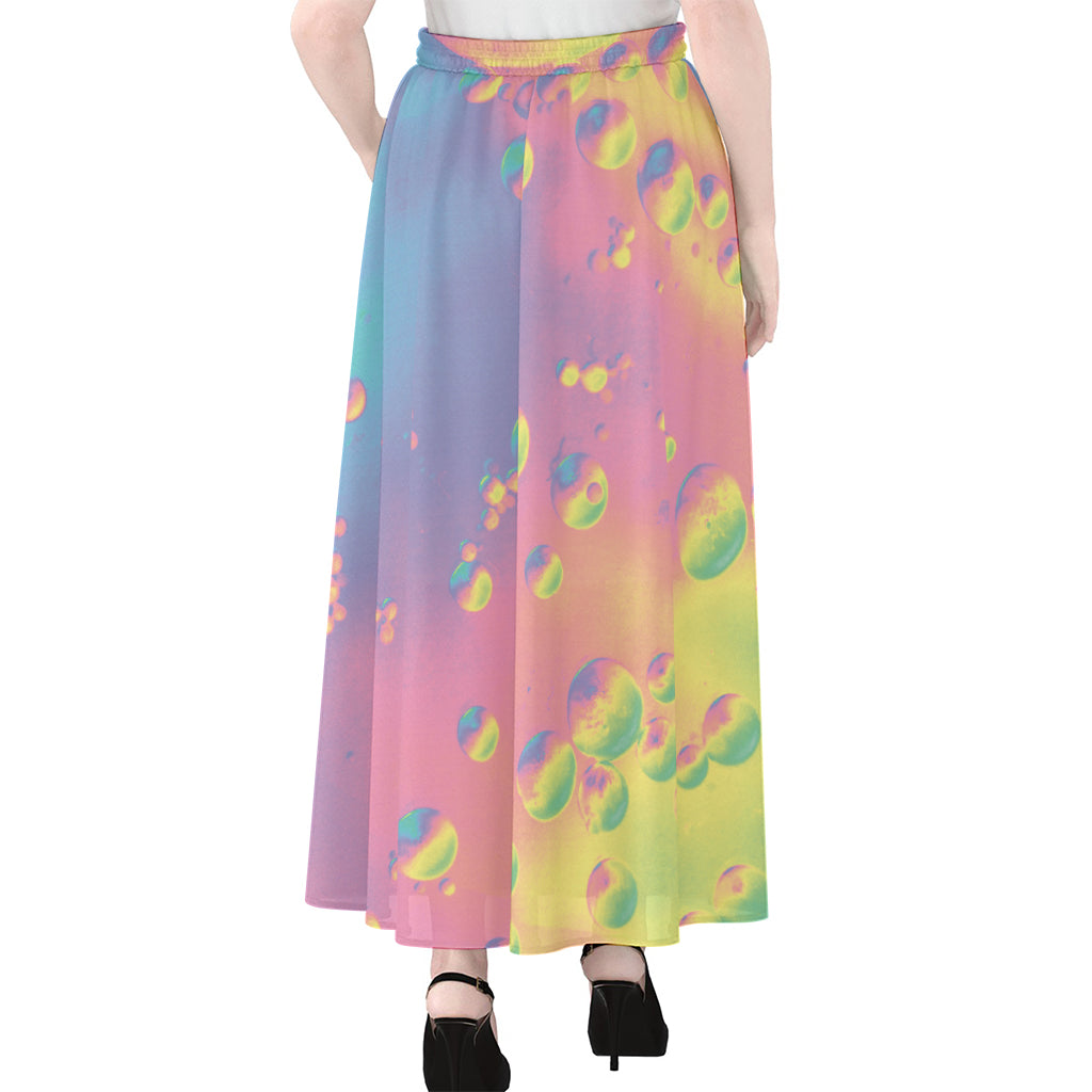 Pastel Acid Melt Print Chiffon Maxi Skirt