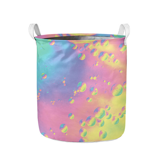 Pastel Acid Melt Print Collapsible Laundry Basket