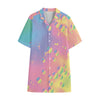 Pastel Acid Melt Print Cotton Hawaiian Shirt