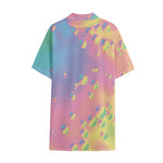 Pastel Acid Melt Print Cotton Hawaiian Shirt