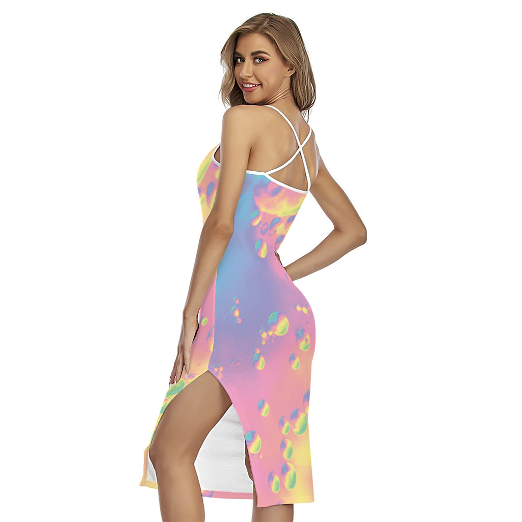 Pastel Acid Melt Print Cross Back Cami Dress