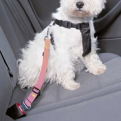 Pastel Acid Melt Print Dog Seat Belt