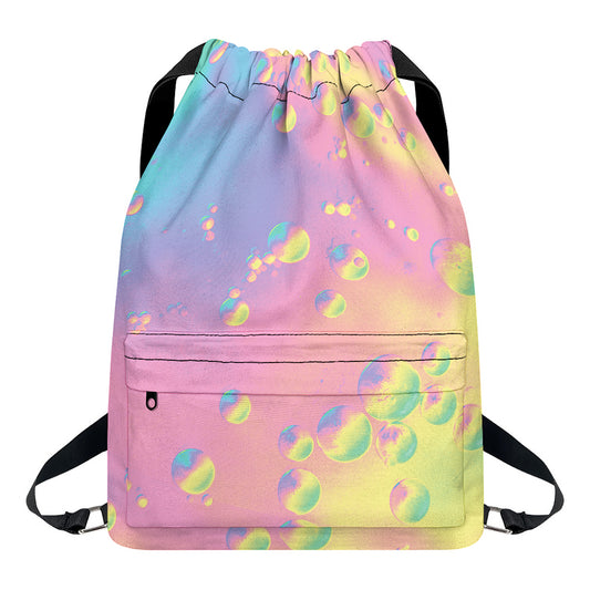 Pastel Acid Melt Print Drawstring Backpack