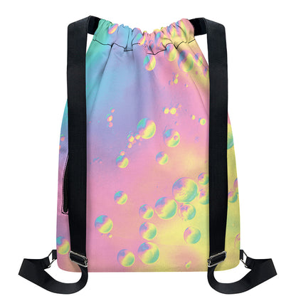 Pastel Acid Melt Print Drawstring Backpack