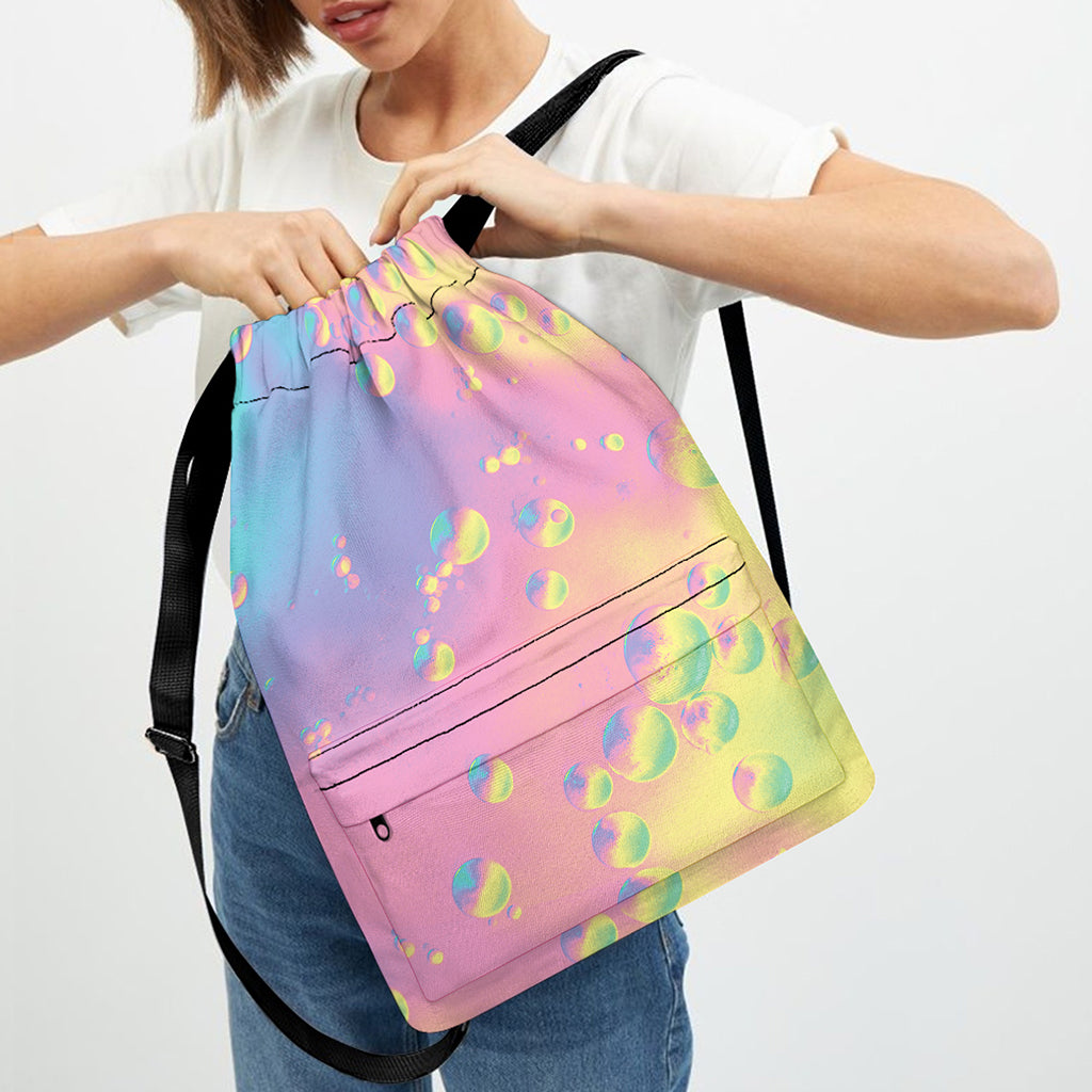Pastel Acid Melt Print Drawstring Backpack