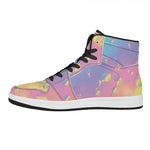 Pastel Acid Melt Print High Top Leather Sneakers