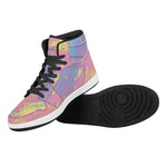 Pastel Acid Melt Print High Top Leather Sneakers