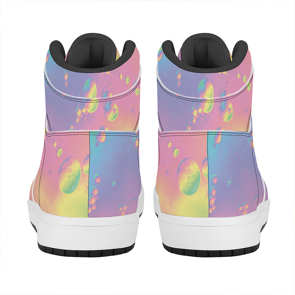 Pastel Acid Melt Print High Top Leather Sneakers