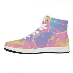 Pastel Acid Melt Print High Top Leather Sneakers