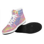 Pastel Acid Melt Print High Top Leather Sneakers