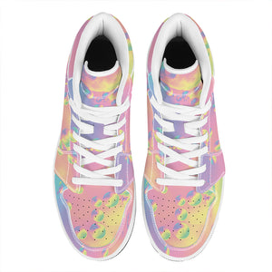 Pastel Acid Melt Print High Top Leather Sneakers