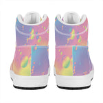 Pastel Acid Melt Print High Top Leather Sneakers