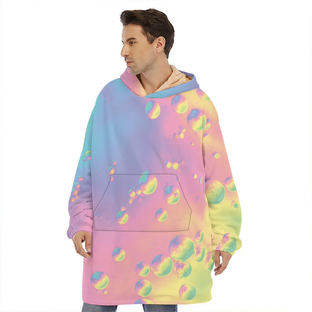 Pastel Acid Melt Print Hoodie Blanket