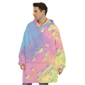 Pastel Acid Melt Print Hoodie Blanket