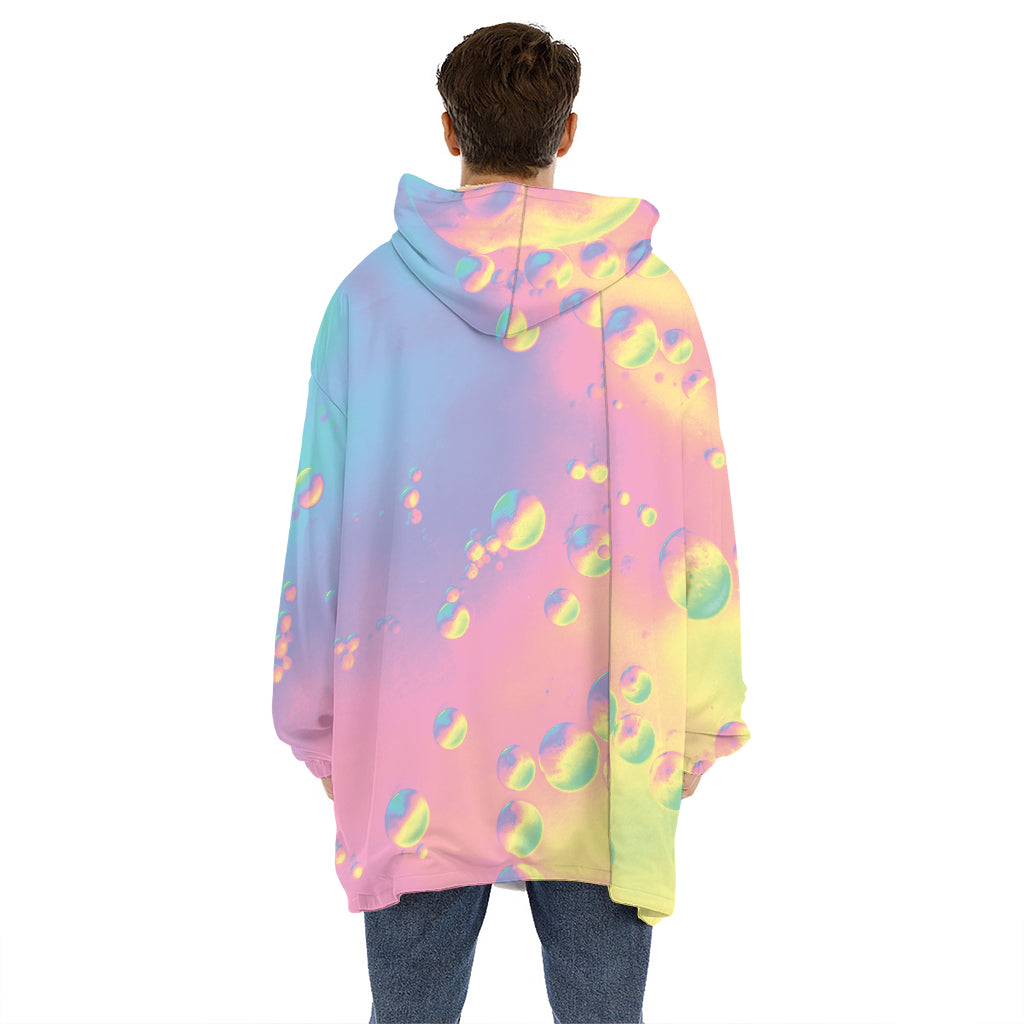 Pastel Acid Melt Print Hoodie Blanket