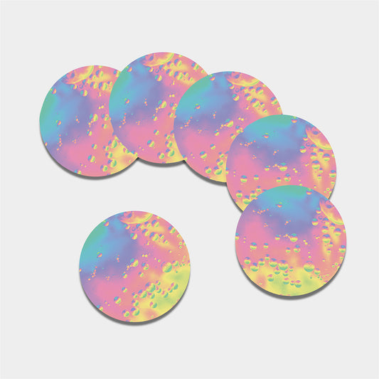 Pastel Acid Melt Print Leather Coaster Set