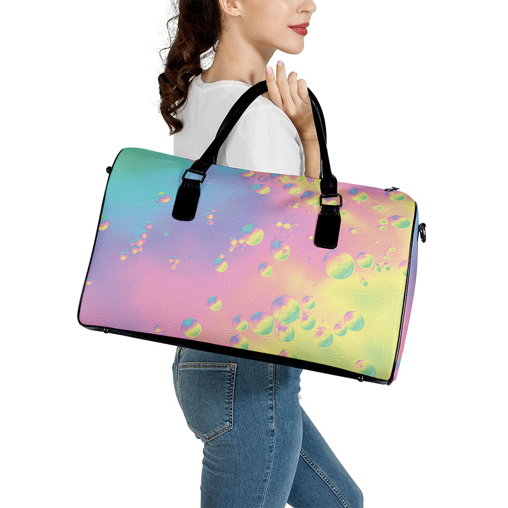 Pastel Acid Melt Print Leather Duffle Bag