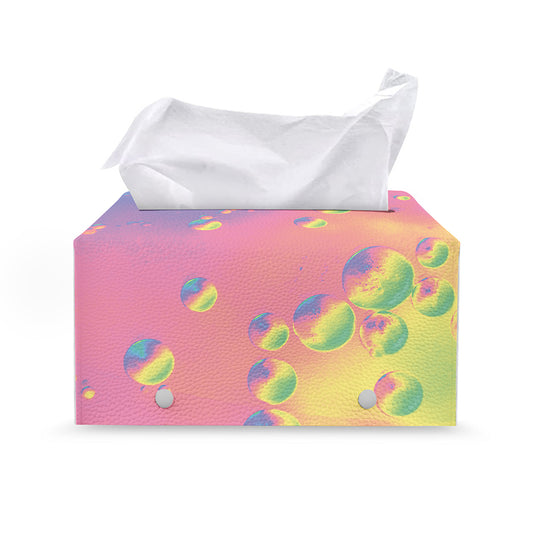 Pastel Acid Melt Print Leather Tissue Box Cover