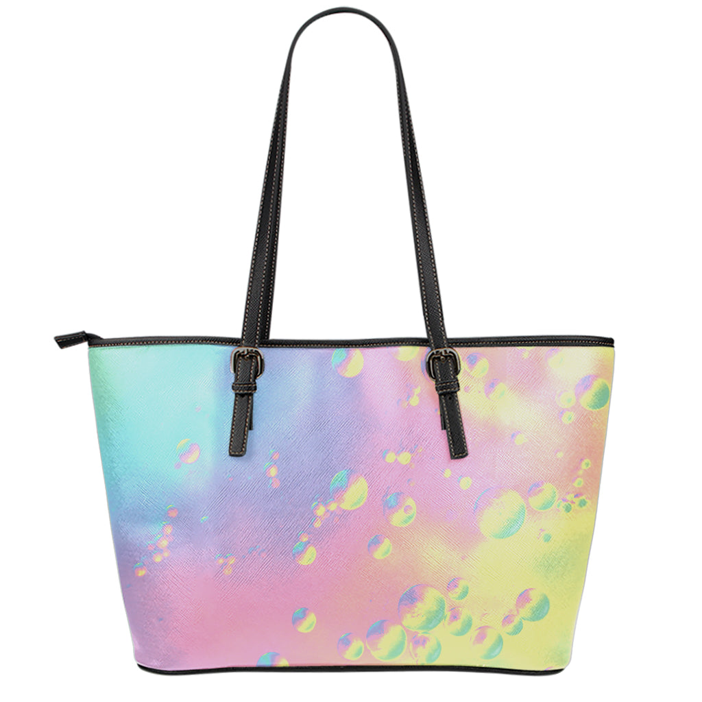 Pastel Acid Melt Print Leather Tote Bag