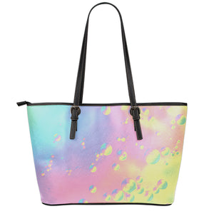 Pastel Acid Melt Print Leather Tote Bag