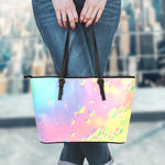 Pastel Acid Melt Print Leather Tote Bag