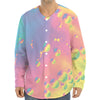 Pastel Acid Melt Print Long Sleeve Baseball Jersey