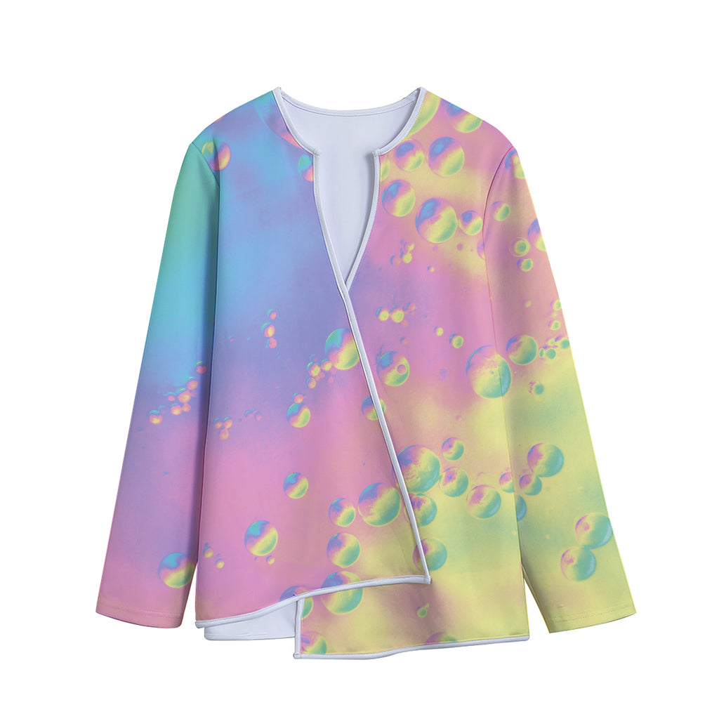 Pastel Acid Melt Print Long Sleeve Short Coat