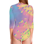 Pastel Acid Melt Print Long Sleeve Swimsuit