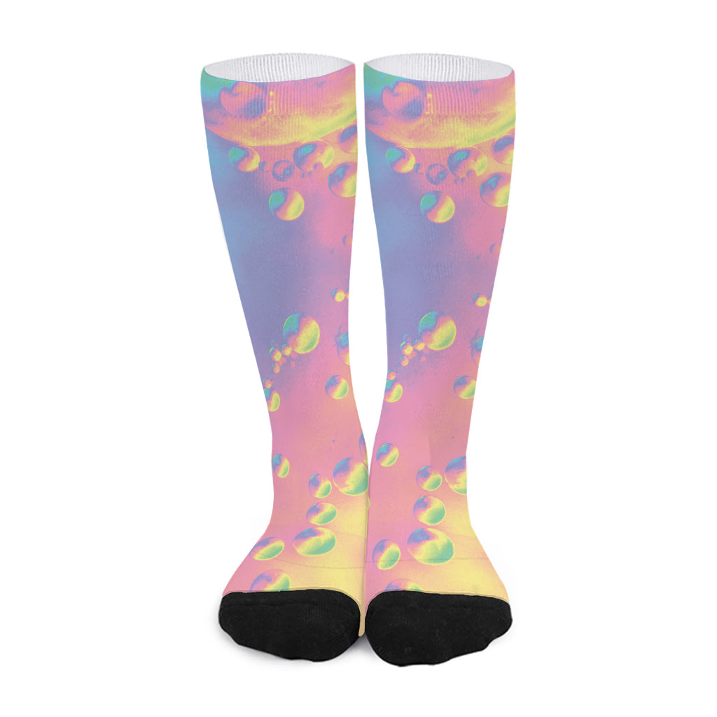 Pastel Acid Melt Print Long Socks